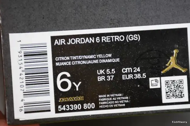 Kick Theory Yellow 6 Floral Dynamic Air Jordan 543390-800 Retro (GS) 0623